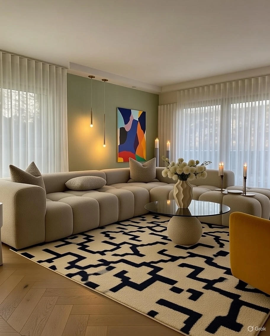 Canapé d'Angle Modular Bouclé Beige Oversize L-Shape 6-8 Places – Design Cloud Bubble Sculptural Luxe 2026 Nador