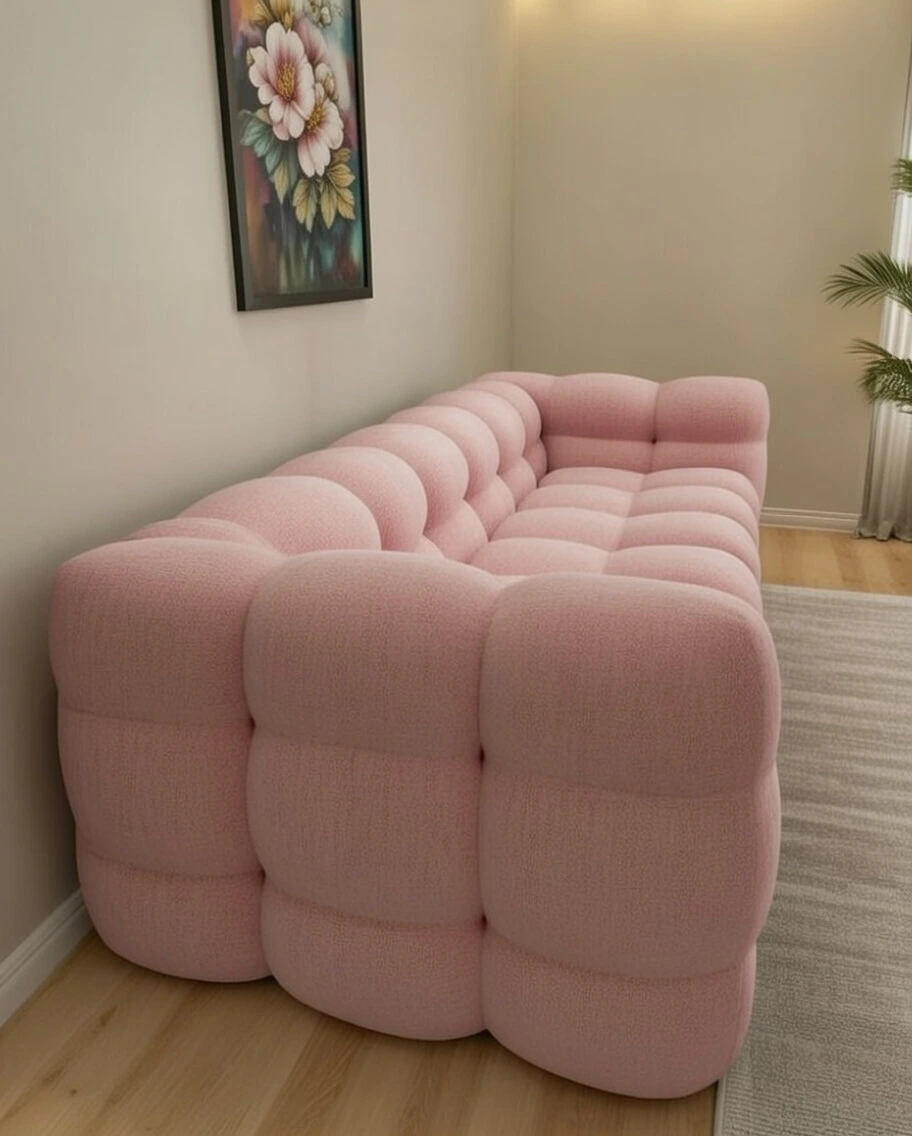 Canapé Bubble Design Moderne Rose | Salon Luxe Boules Capitonnées Maroc Nador