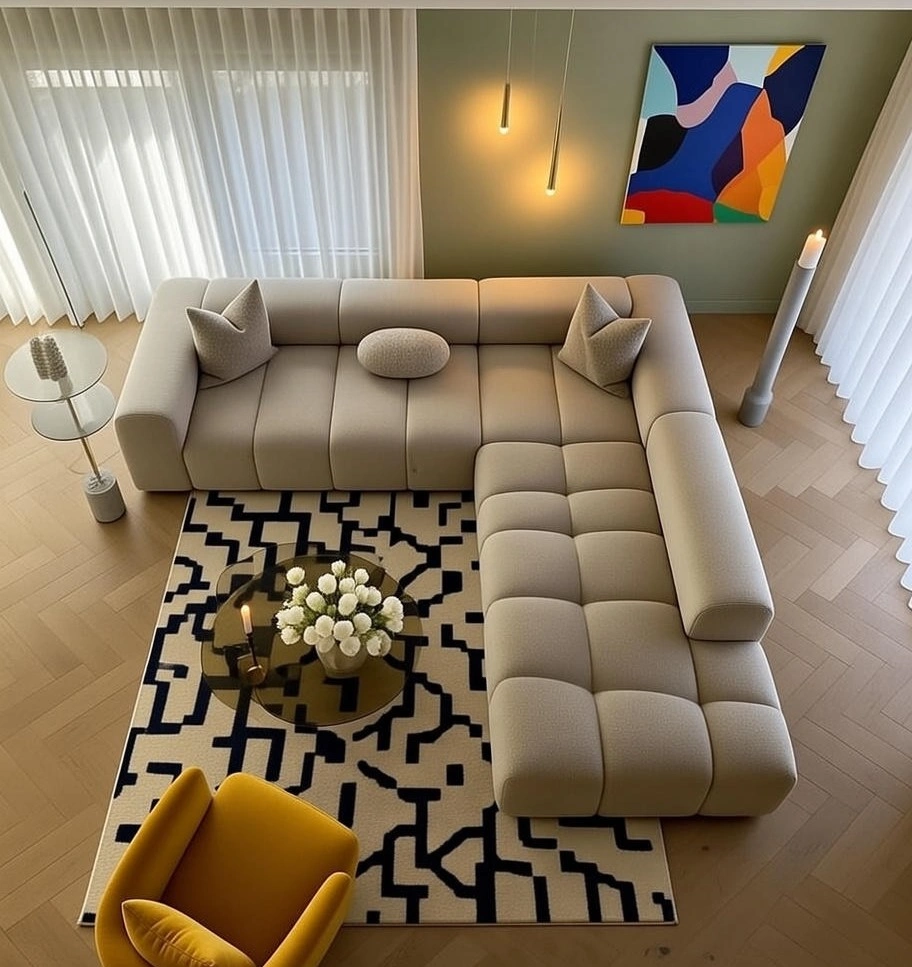 Canapé d'Angle Modular Bouclé Beige Oversize L-Shape 6-8 Places – Design Cloud Bubble Sculptural Luxe 2026 Nador