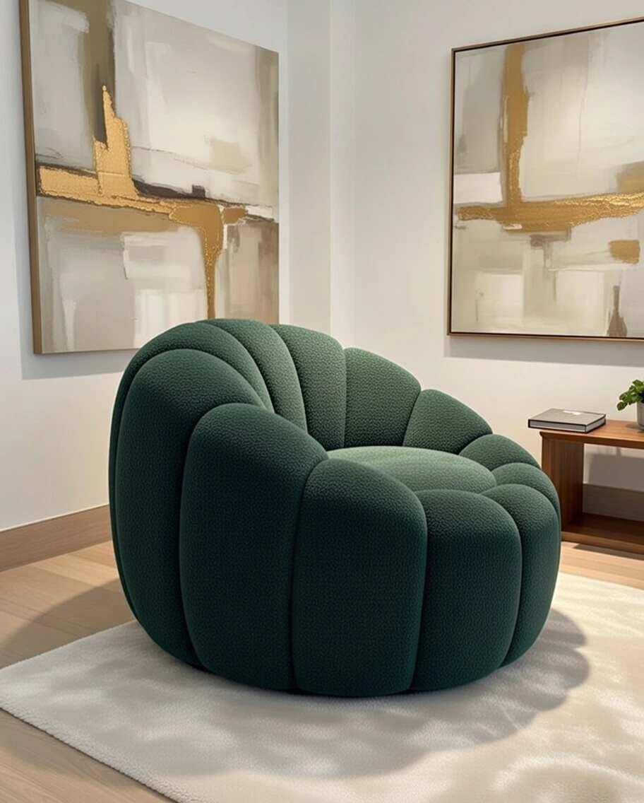 Fauteuil Bubble Design Moderne Vert Émeraude | Chaise Luxe Capitonnée Boules Maroc Nador