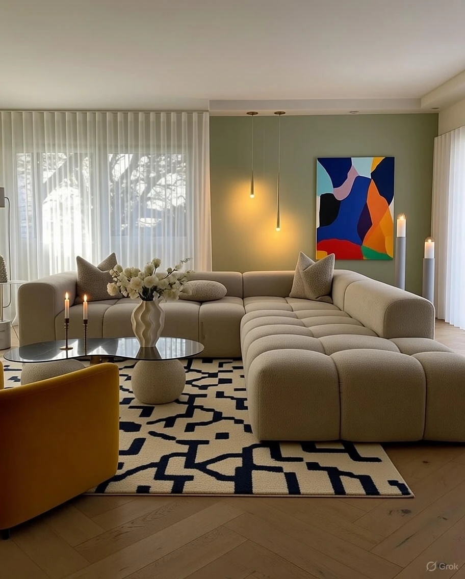 Canapé d'Angle Modular Bouclé Beige Oversize L-Shape 6-8 Places – Design Cloud Bubble Sculptural Luxe 2026 Nador