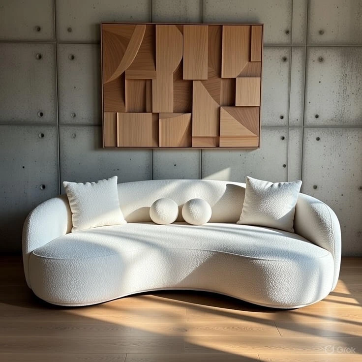 Canapé Design Blanc Bouclette Courbe Sculptural – Forme Nuage Organique Luxe Minimaliste – Livraison Nador Oriental Maroc