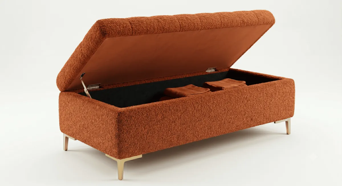 Ottoman Coffre Boucle Beige — Rangement & Design | Livraison Nador & Oriental