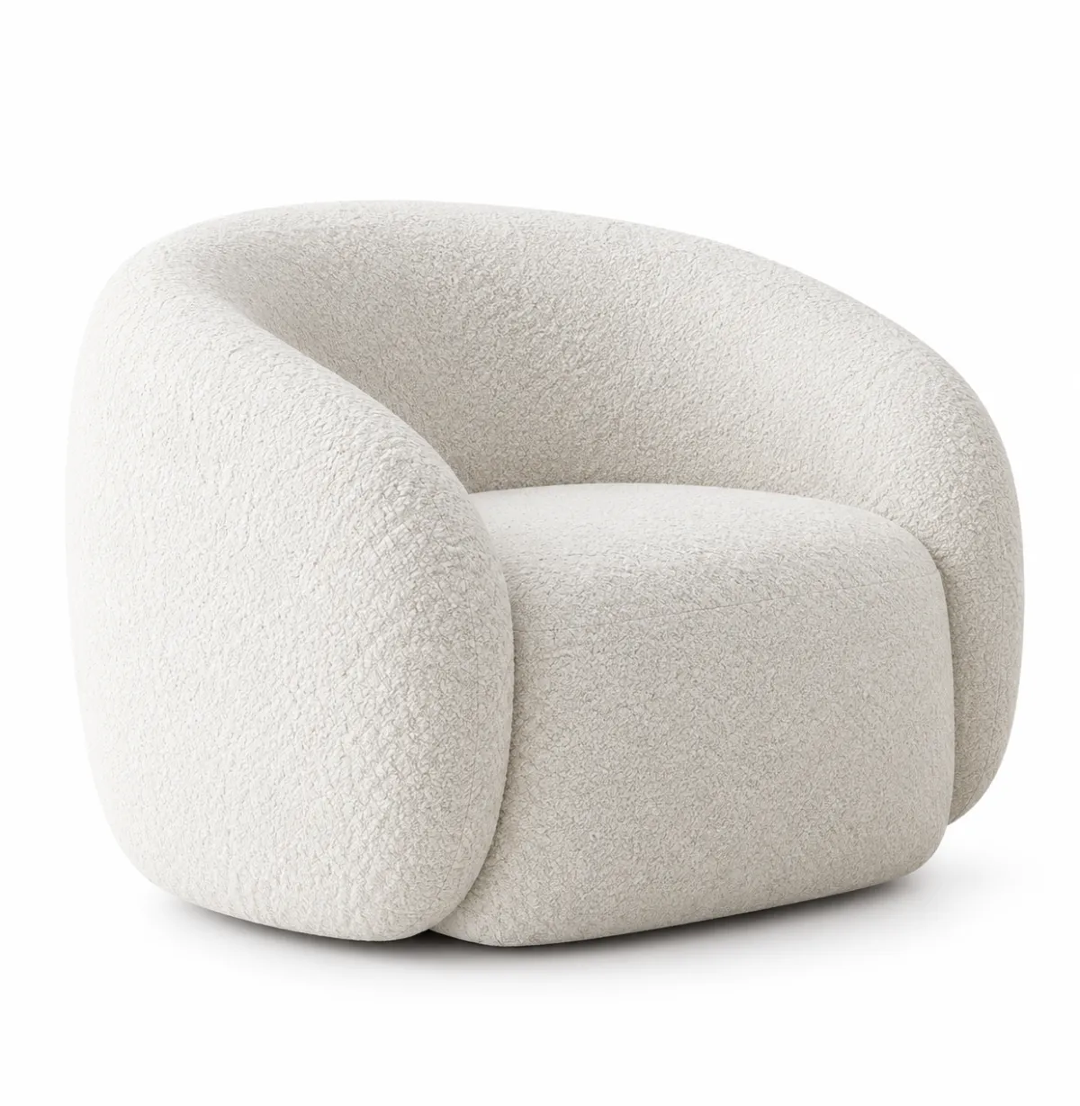 Fauteuil Bouclette Blanc Ivoire Design