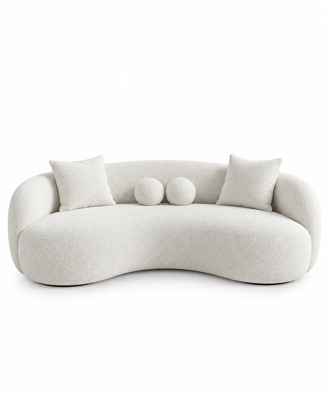 Canapé Bouclette Blanc Courbe Organique - Design 3 Places