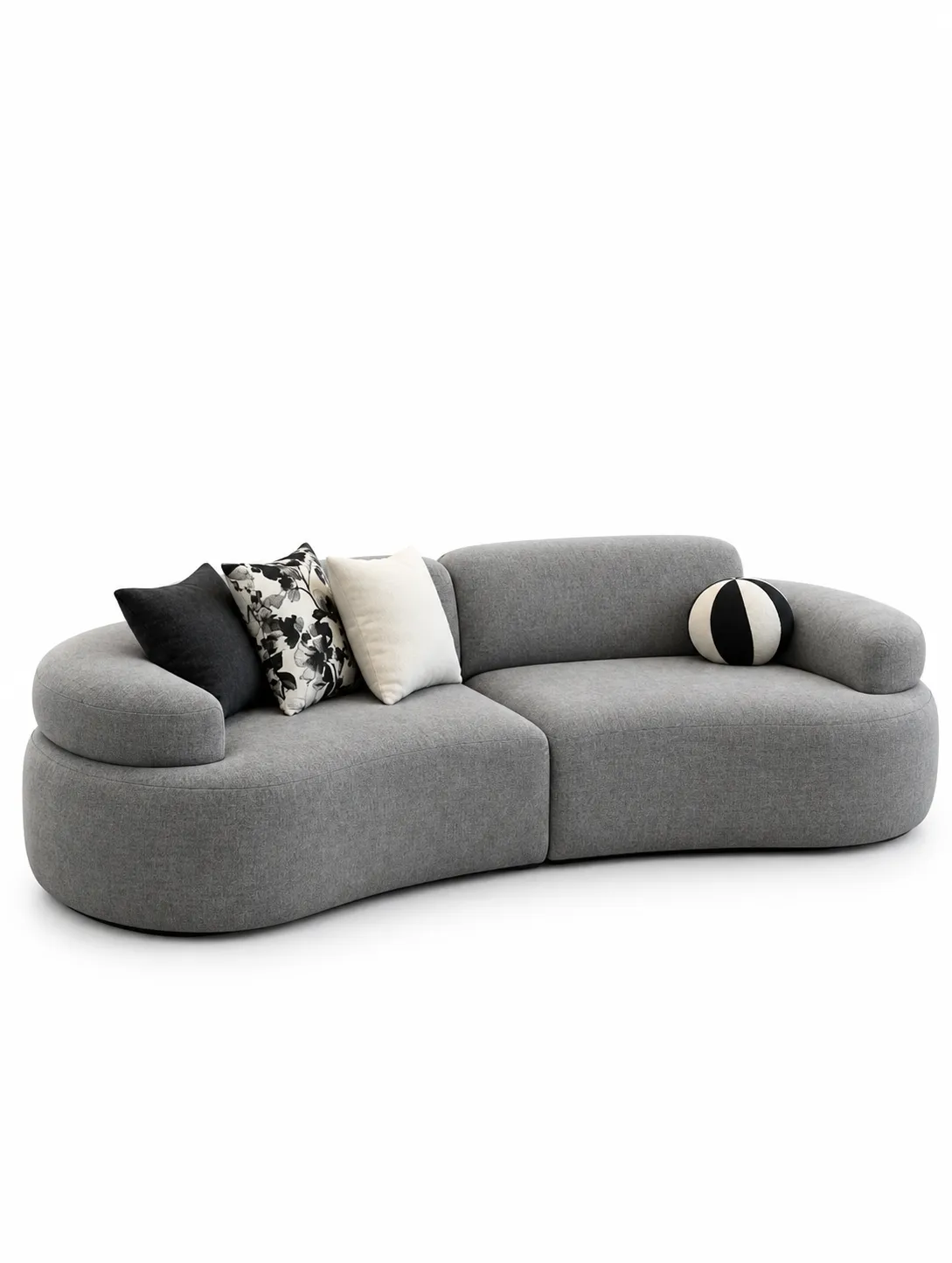 Canapé Courbe Gris Perle Asymétrique
