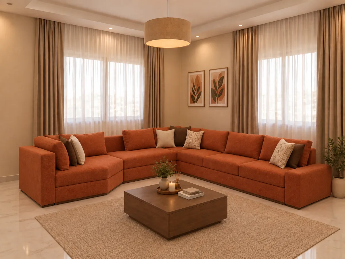 Salon d'Angle Terracotta sur Mesure – Nador